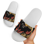 Tyrannosaurus Rex Head Print White Slide Sandals