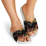 Tyrannosaurus Rex Head Print White Slide Sandals