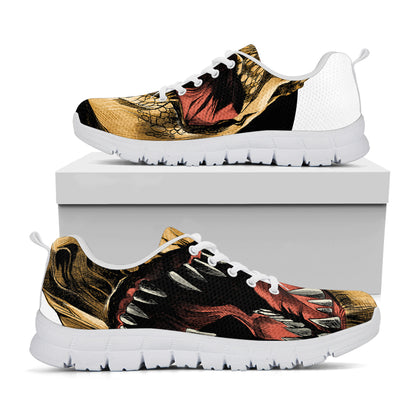 Tyrannosaurus Rex Head Print White Sneakers
