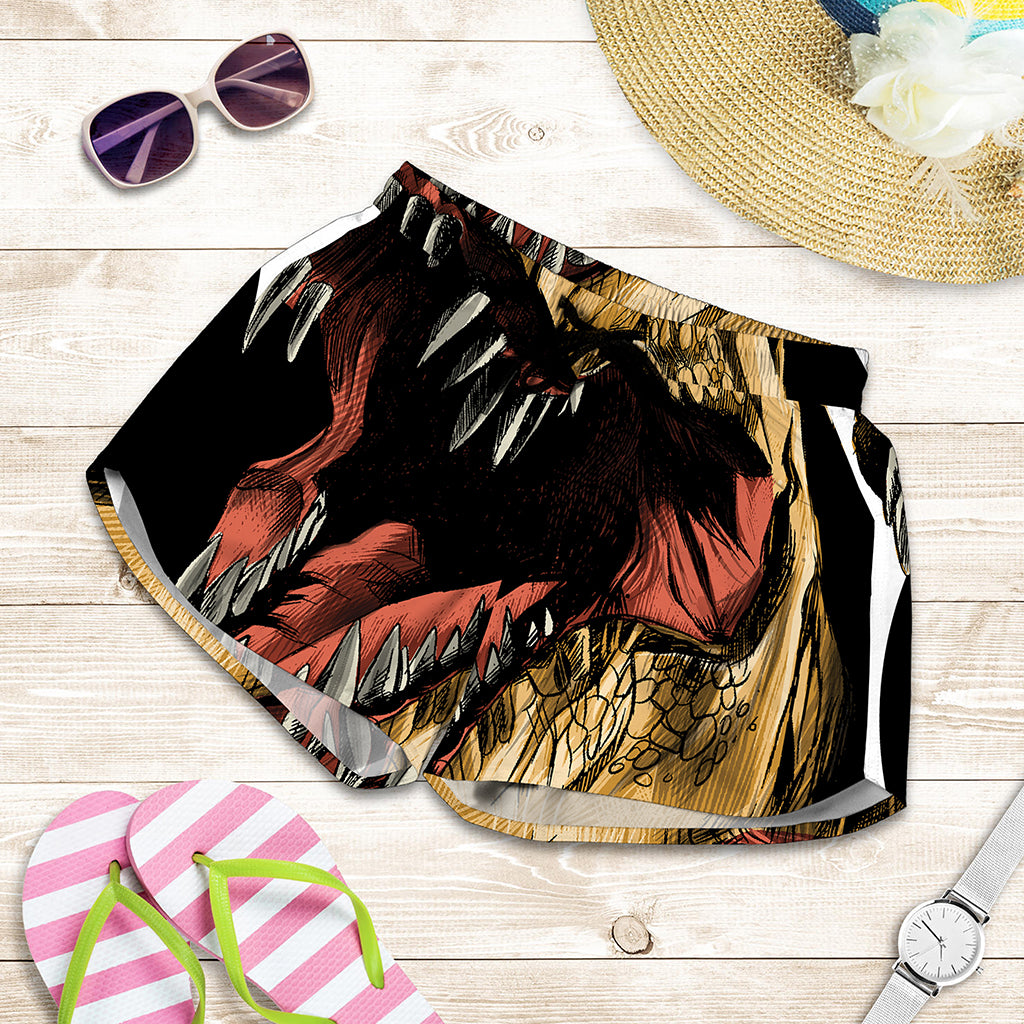 Tyrannosaurus Rex Head Print Women's Shorts