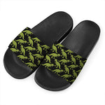 Tyrannosaurus Rex Pattern Print Black Slide Sandals