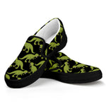 Tyrannosaurus Rex Pattern Print Black Slip On Shoes