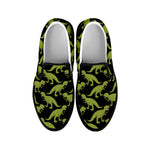 Tyrannosaurus Rex Pattern Print Black Slip On Shoes