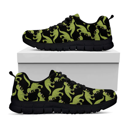 Tyrannosaurus Rex Pattern Print Black Sneakers