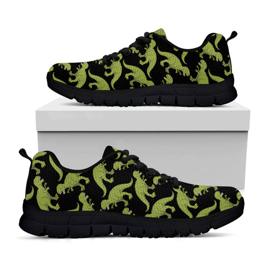 Tyrannosaurus Rex Pattern Print Black Sneakers