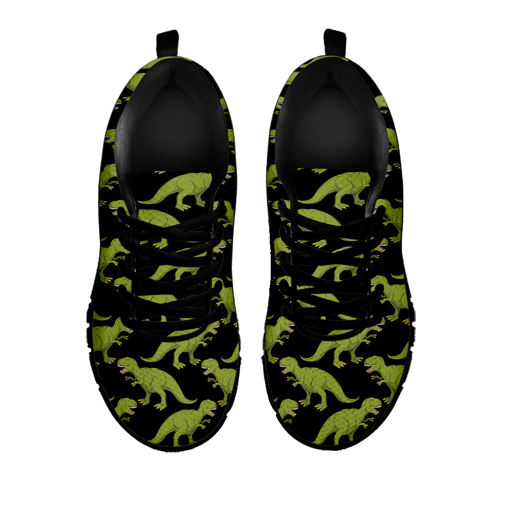 Tyrannosaurus Rex Pattern Print Black Sneakers