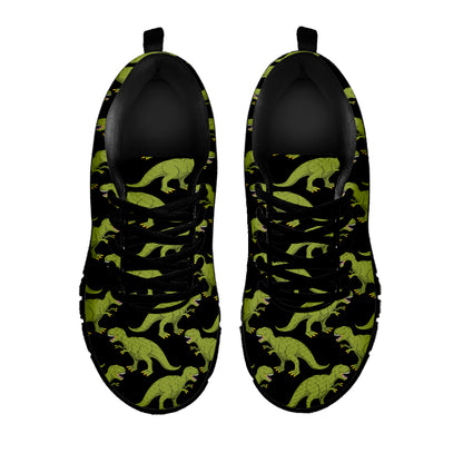 Tyrannosaurus Rex Pattern Print Black Sneakers