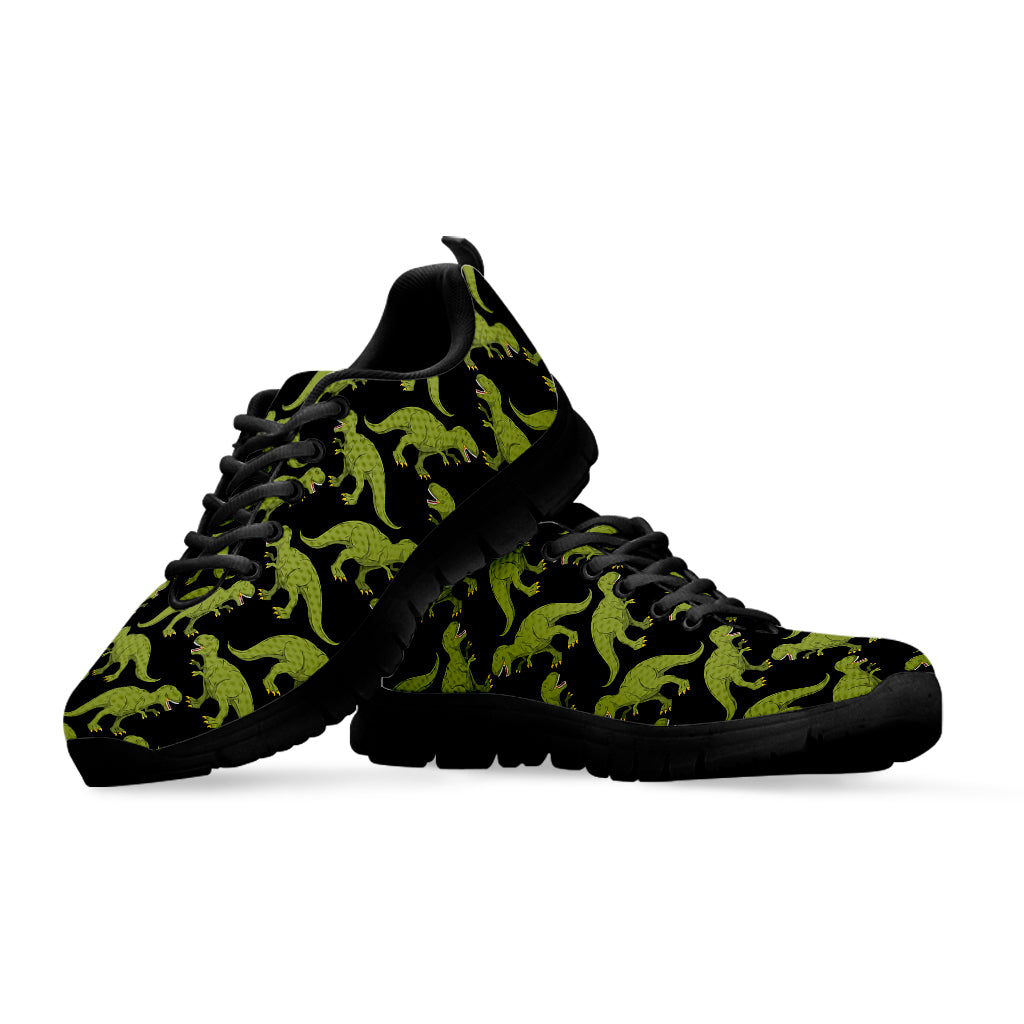 Tyrannosaurus Rex Pattern Print Black Sneakers