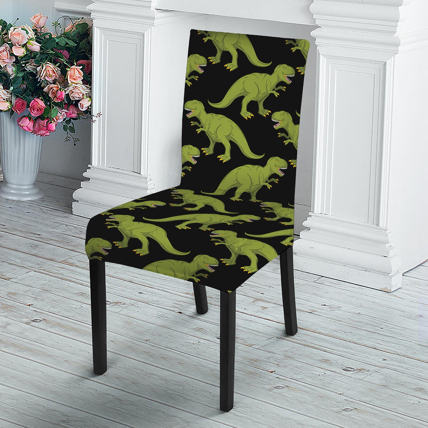 Tyrannosaurus Rex Pattern Print Dining Chair Slipcover