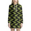 Tyrannosaurus Rex Pattern Print Pullover Hoodie Dress