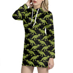 Tyrannosaurus Rex Pattern Print Hoodie Dress