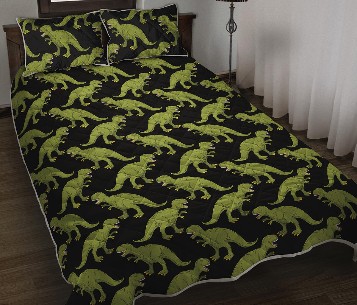 Tyrannosaurus Rex Pattern Print Quilt Bed Set