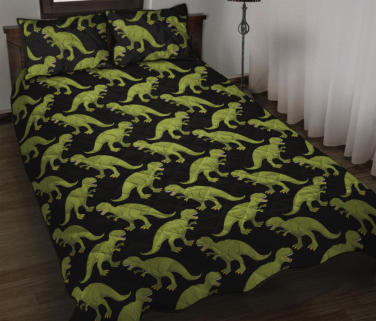 Tyrannosaurus Rex Pattern Print Quilt Bed Set