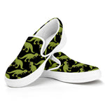 Tyrannosaurus Rex Pattern Print White Slip On Shoes