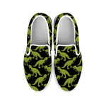 Tyrannosaurus Rex Pattern Print White Slip On Shoes