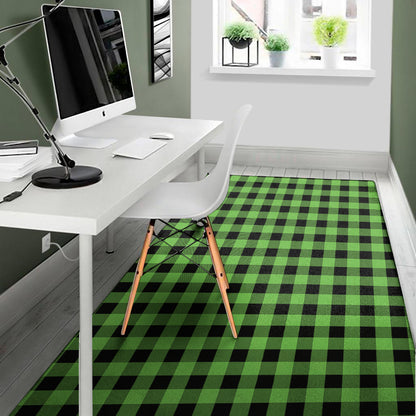 UFO Green And Black Buffalo Check Print Area Rug