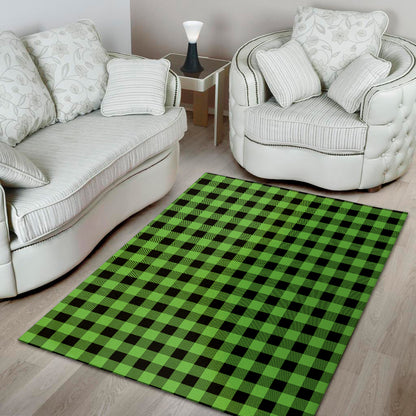 UFO Green And Black Buffalo Check Print Area Rug