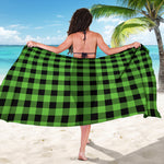 UFO Green And Black Buffalo Check Print Beach Sarong Wrap