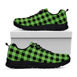 UFO Green And Black Buffalo Check Print Black Sneakers