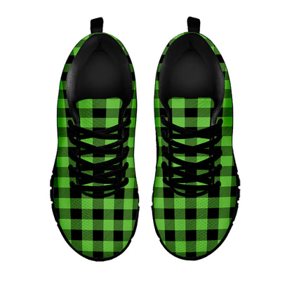 UFO Green And Black Buffalo Check Print Black Sneakers