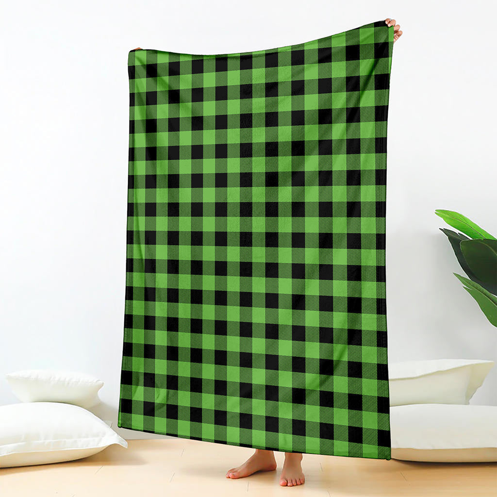 UFO Green And Black Buffalo Check Print Blanket