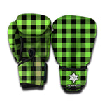 UFO Green And Black Buffalo Check Print Boxing Gloves