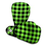 UFO Green And Black Buffalo Check Print Boxing Gloves