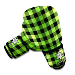 UFO Green And Black Buffalo Check Print Boxing Gloves