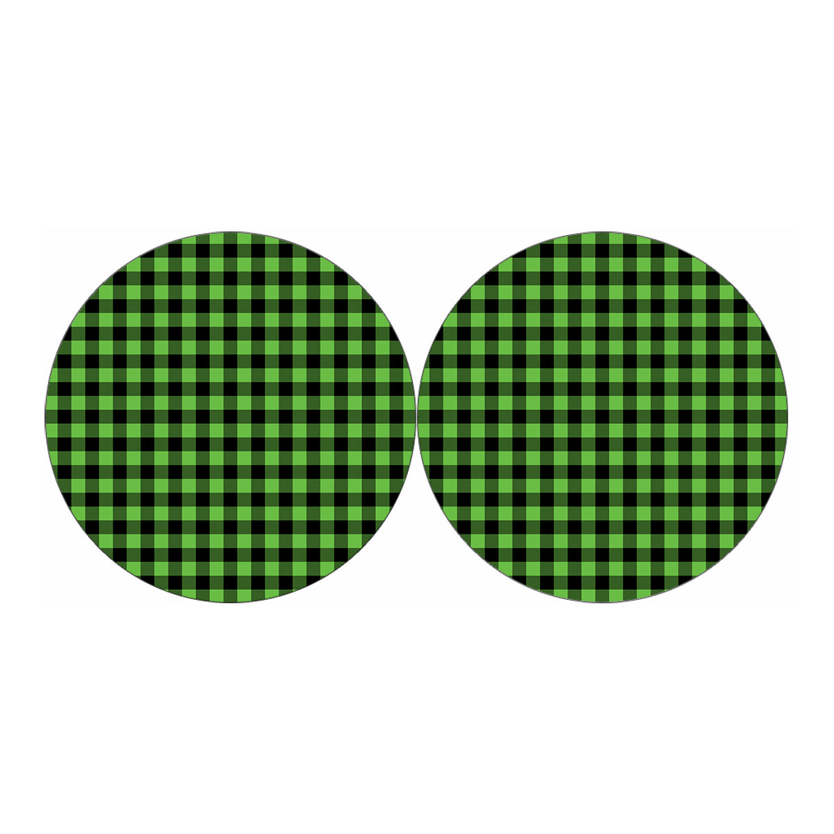UFO Green And Black Buffalo Check Print Car Coasters