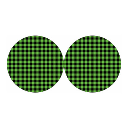 UFO Green And Black Buffalo Check Print Car Coasters