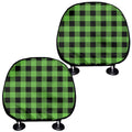 UFO Green And Black Buffalo Check Print Car Headrest Covers