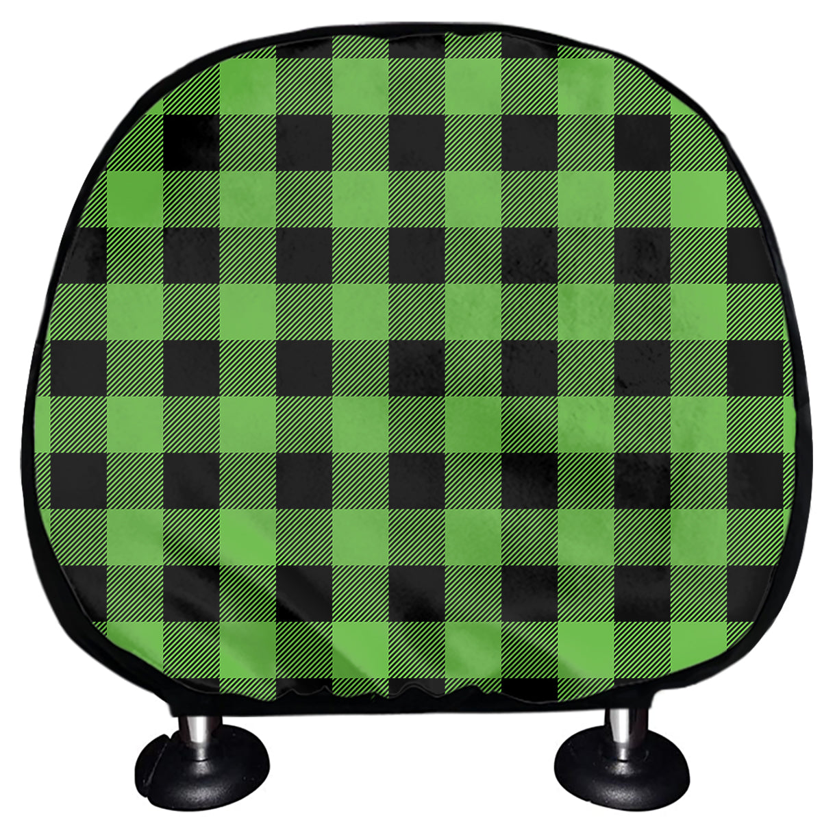 UFO Green And Black Buffalo Check Print Car Headrest Covers