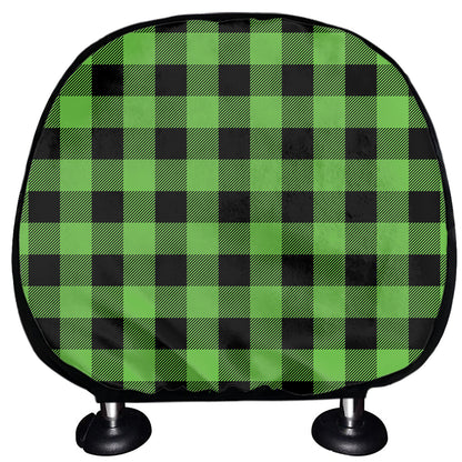 UFO Green And Black Buffalo Check Print Car Headrest Covers
