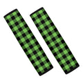UFO Green And Black Buffalo Check Print Car Seat Belt Covers