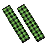 UFO Green And Black Buffalo Check Print Car Seat Belt Covers