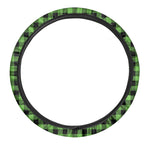 UFO Green And Black Buffalo Check Print Car Steering Wheel Cover