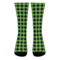 UFO Green And Black Buffalo Check Print Crew Socks