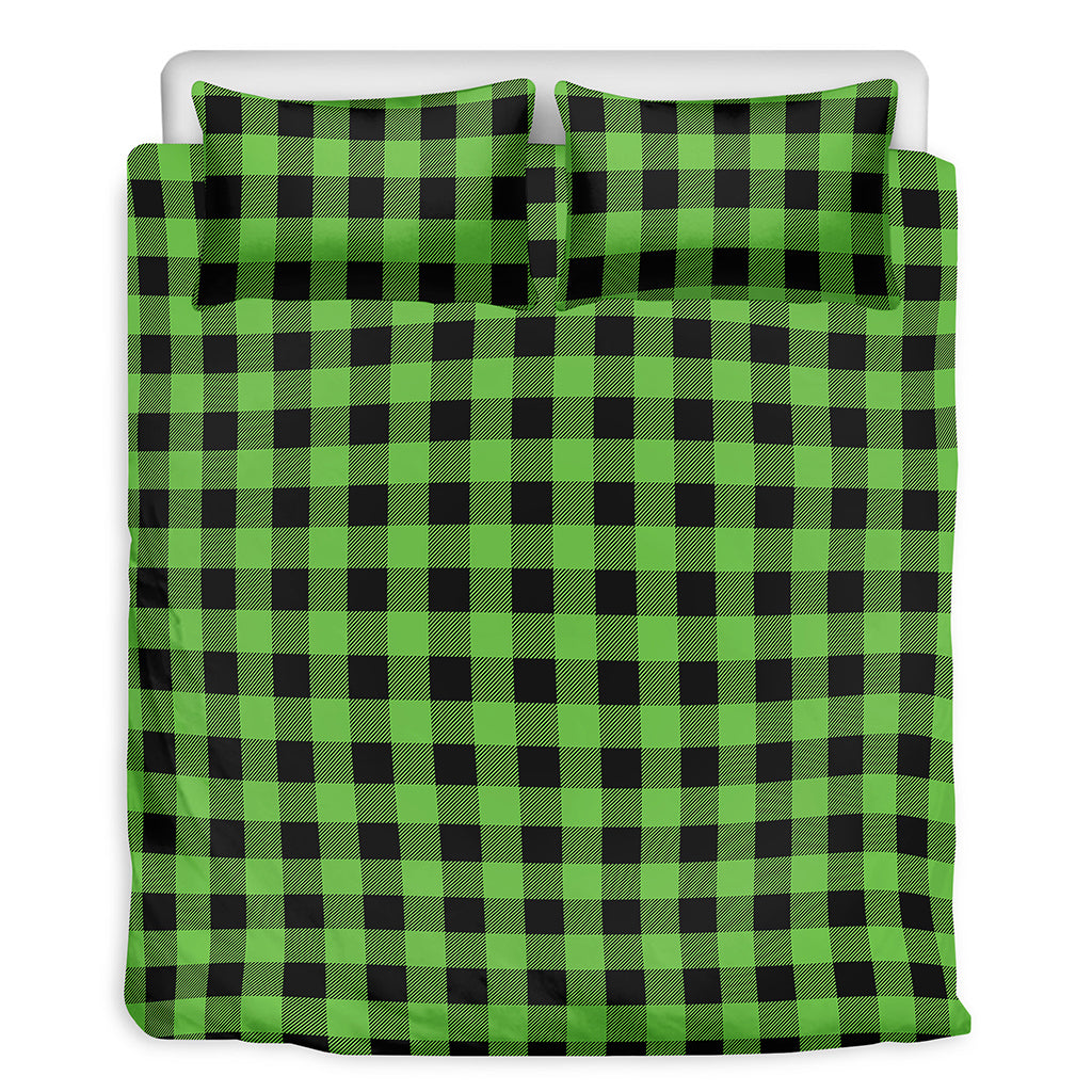 UFO Green And Black Buffalo Check Print Duvet Cover Bedding Set