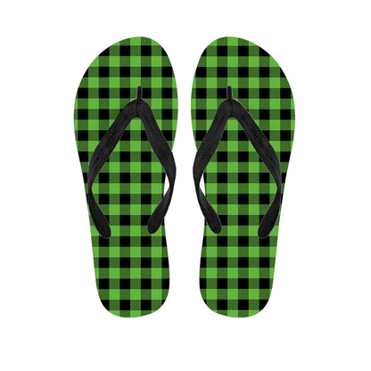UFO Green And Black Buffalo Check Print Flip Flops