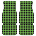 UFO Green And Black Buffalo Check Print Front and Back Car Floor Mats