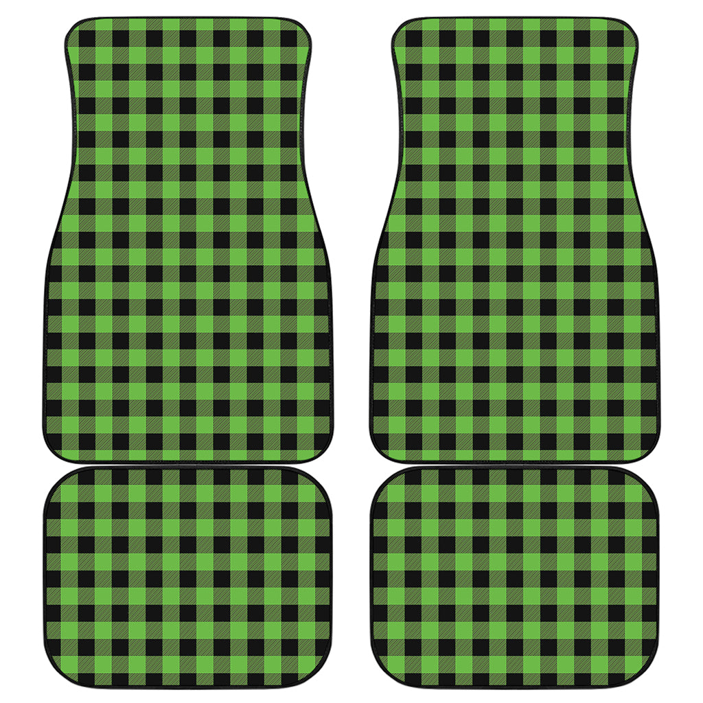 UFO Green And Black Buffalo Check Print Front and Back Car Floor Mats