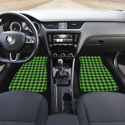 UFO Green And Black Buffalo Check Print Front and Back Car Floor Mats