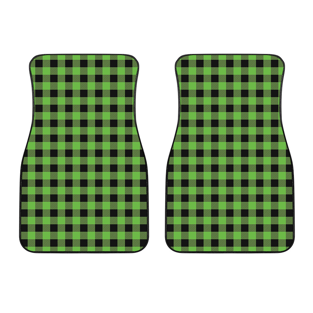 UFO Green And Black Buffalo Check Print Front Car Floor Mats