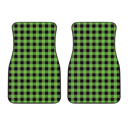 UFO Green And Black Buffalo Check Print Front Car Floor Mats