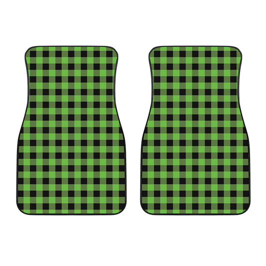 UFO Green And Black Buffalo Check Print Front Car Floor Mats