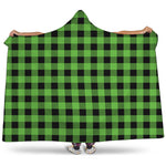 UFO Green And Black Buffalo Check Print Hooded Blanket