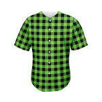 UFO Green And Black Buffalo Check Print Men's Baseball Jersey
