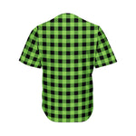 UFO Green And Black Buffalo Check Print Men's Baseball Jersey