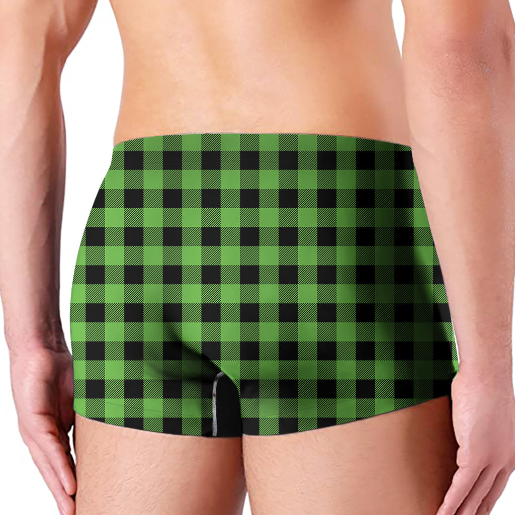 UFO Green And Black Buffalo Check Print Men's Boxer Briefs