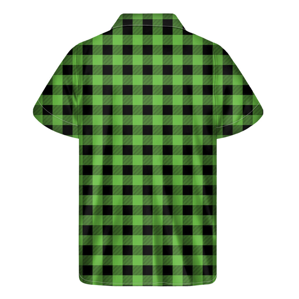 UFO Green And Black Buffalo Check Print Men's Short Sleeve Shirt